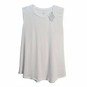 NWT | Crisp White Scoop Neck Performance Pleated Back Racerback Tank Top | XXL